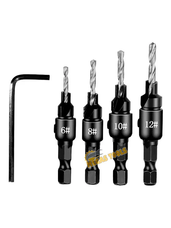 Pack 4 Brocas Piloto Avellanador Mas Llave Allen 1