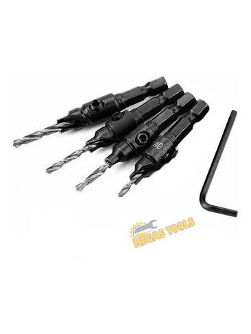 Pack 4 Brocas Piloto Avellanador Mas Llave Allen 2
