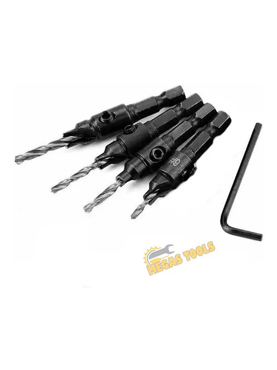 Pack 4 Brocas Piloto Avellanador Mas Llave Allen 2