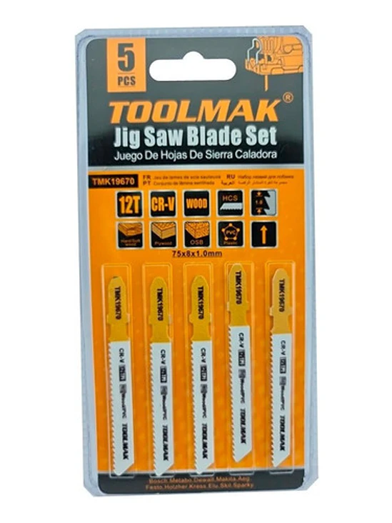 Set Juego De Hojas Para Sierra Caladora 5 Piezas 12t Toolmak 1