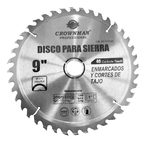 Disco De Sierra 10" 40 Dientes Madera Eje 1" MAKITA D-74055 40 DIENTES MADERA