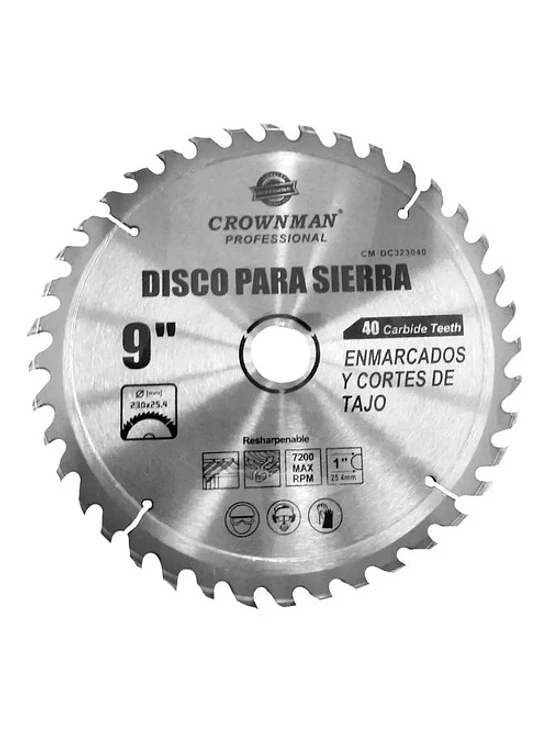 Disco Sierra Para Madera 230mm 9 Pulgadas 40 Dientes 7200rpm 1