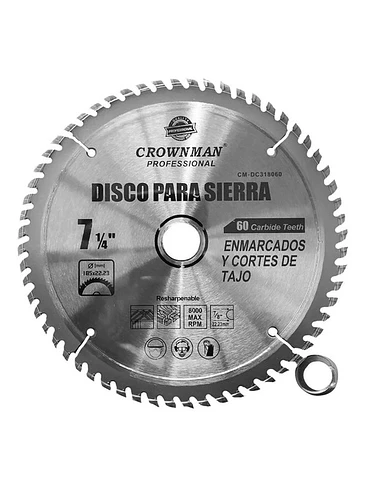 Disco Sierra Circular 185mm 7 1/4 Pulgada 60 Dientes 8000rpm 1
