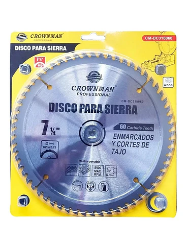 Disco Sierra Circular 185mm 7 1/4 Pulgada 60 Dientes 8000rpm 2