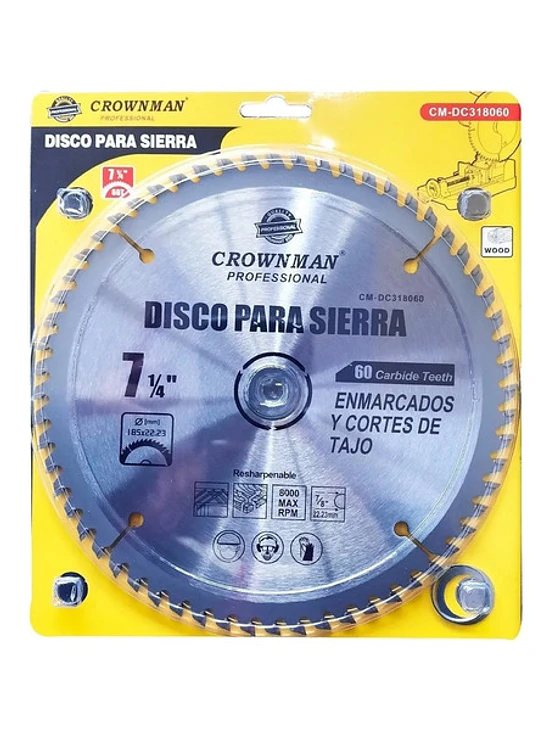 Disco Sierra Circular 185mm 7 1/4 Pulgada 60 Dientes 8000rpm 2