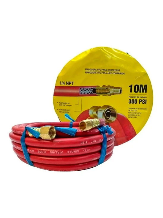 Manguera Para Compresor De Aire Reforzada Pvc 1/4 10 Mts 1