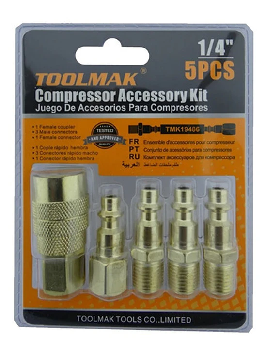 Kit Juego Accesorios Acoples Rapido P/ Compresor 5 Pcs 1