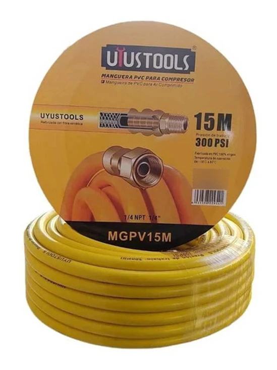 Manguera 15 Metros Para Compresor/aire Reforzada Pvc 300psi 4