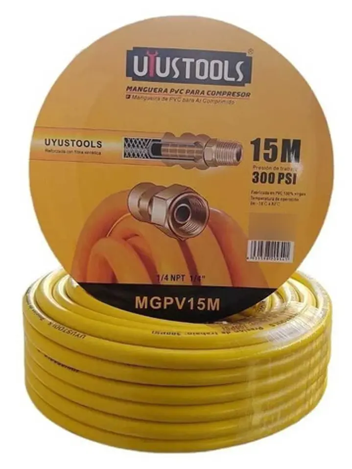Manguera 15 Metros Para Compresor/aire Reforzada Pvc 300psi 4
