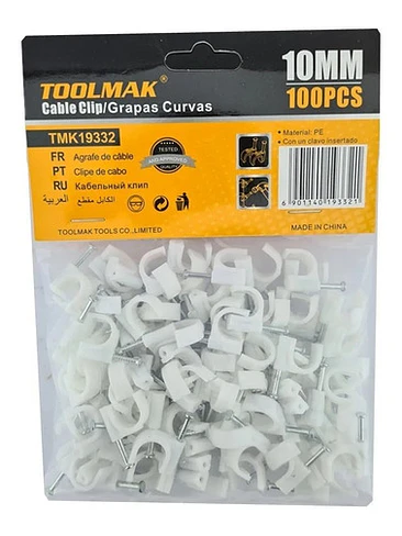 Grapa Grampa Rg6 Cable 10mm Blanco 100 Unidades Toolmak 1