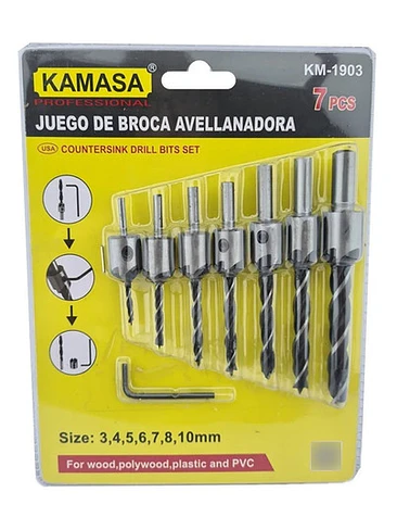 Brocas Avellanadoras Madera Plastico Pvc Punta Taladro 7 Pcs 1