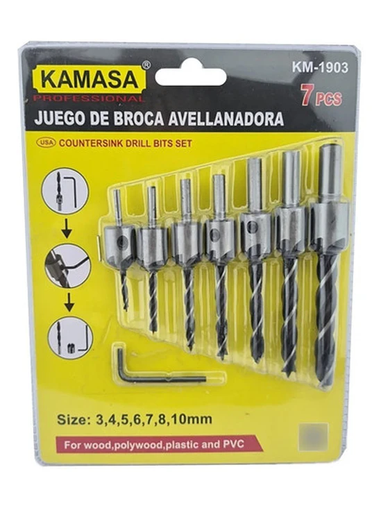 Brocas Avellanadoras Madera Plastico Pvc Punta Taladro 7 Pcs 1