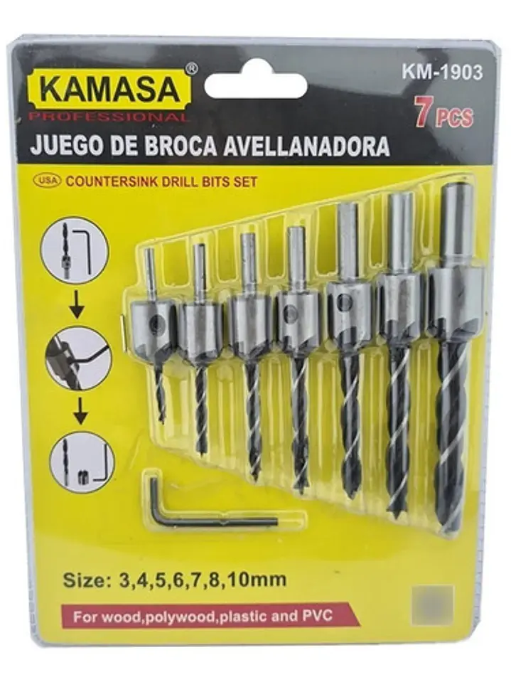 Brocas Avellanadoras Madera Plastico Pvc Punta Taladro 7 Pcs 1