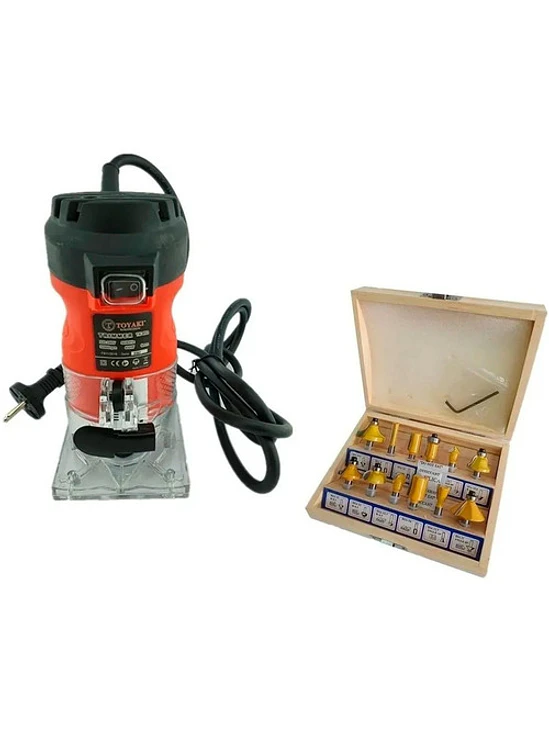 Fresadora Tupi Router 6,35mm 650 W + Set De 12 Fresas 1
