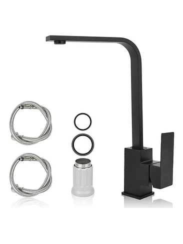 Llave Monomando Lavaplatos Acero Inoxidable Negro Mate 1