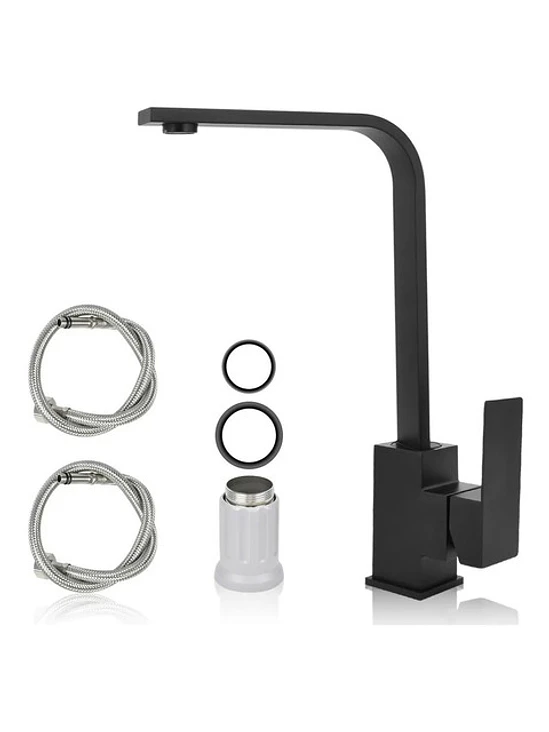 Llave Monomando Lavaplatos Acero Inoxidable Negro Mate 1