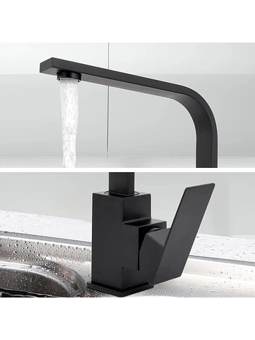 Llave Monomando Lavaplatos Acero Inoxidable Negro Mate 2