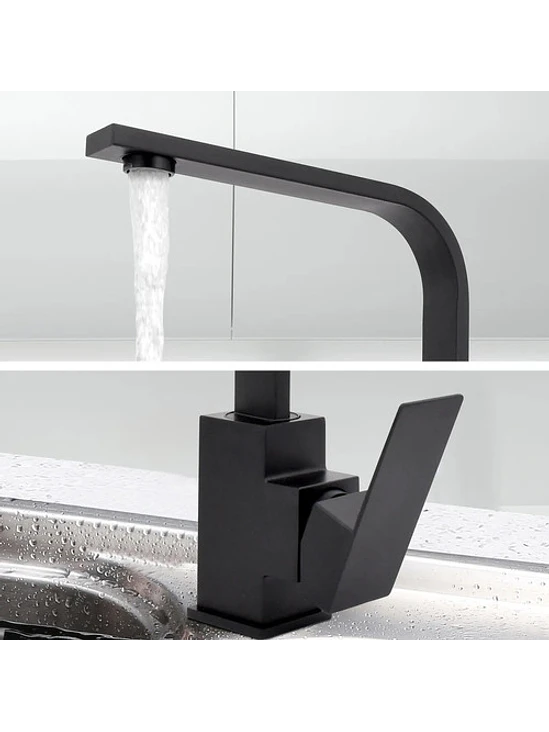 Llave Monomando Lavaplatos Acero Inoxidable Negro Mate 2