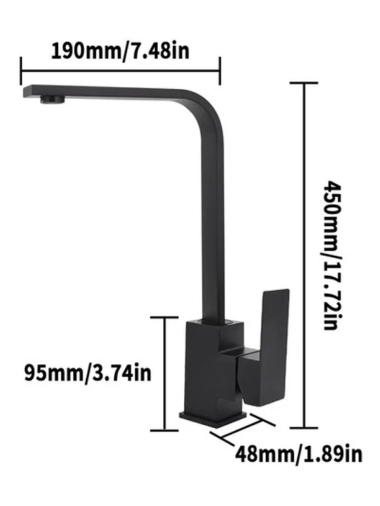 Llave Monomando Lavaplatos Acero Inoxidable Negro Mate 5