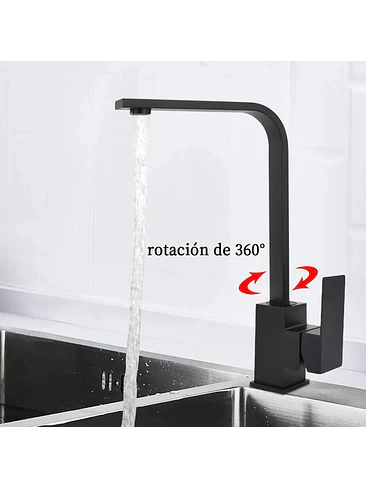 Llave Monomando Lavaplatos Acero Inoxidable Negro Mate 6