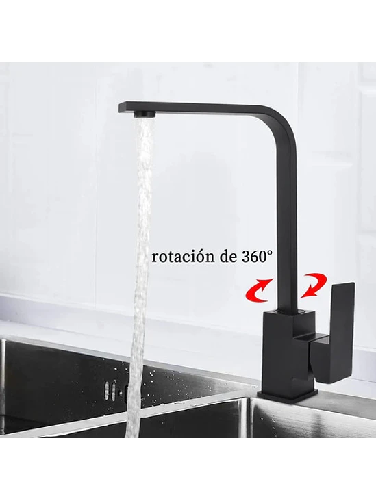 Llave Monomando Lavaplatos Acero Inoxidable Negro Mate 6
