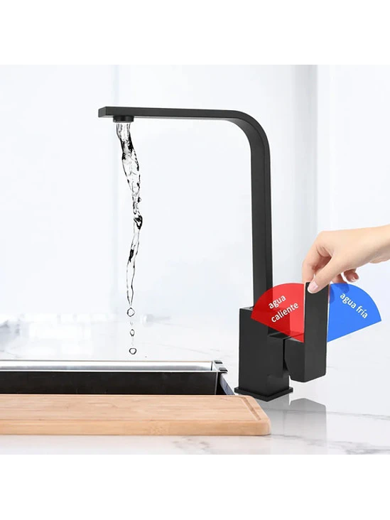 Llave Monomando Lavaplatos Acero Inoxidable Negro Mate 7