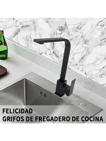 Llave Monomando Lavaplatos Acero Inoxidable Negro Mate 8