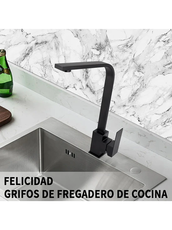 Llave Monomando Lavaplatos Acero Inoxidable Negro Mate 8