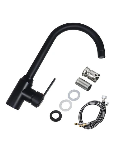 Llave Monomando Lavaplatos Acero Inoxidable Negro Mate 1