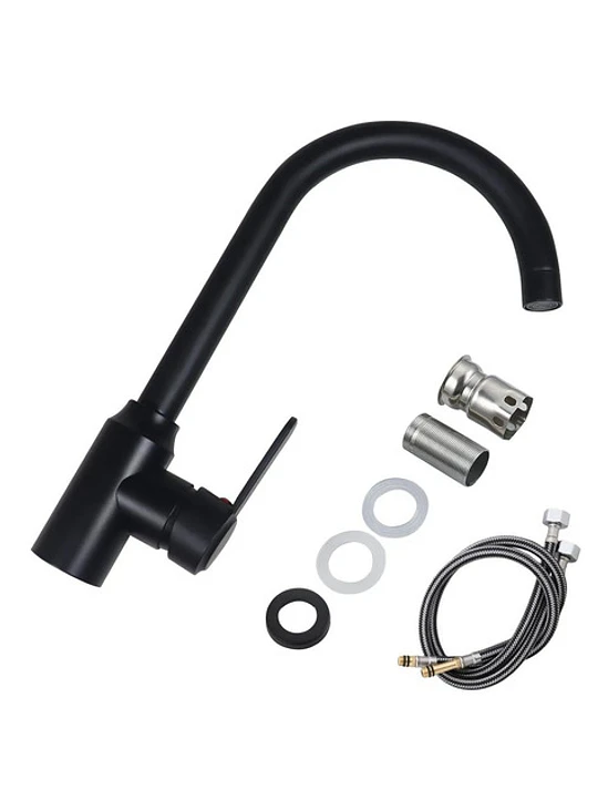 Llave Monomando Lavaplatos Acero Inoxidable Negro Mate 1