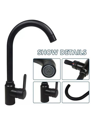 Llave Monomando Lavaplatos Acero Inoxidable Negro Mate 2