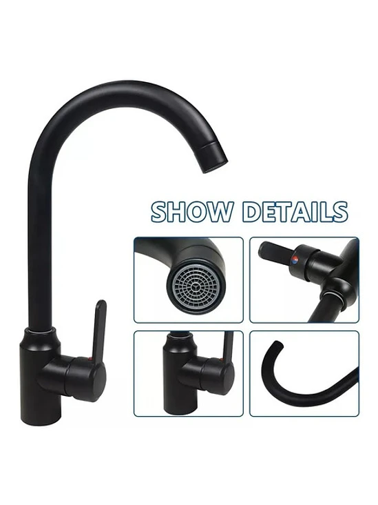 Llave Monomando Lavaplatos Acero Inoxidable Negro Mate 2