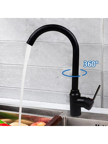 Llave Monomando Lavaplatos Acero Inoxidable Negro Mate 3