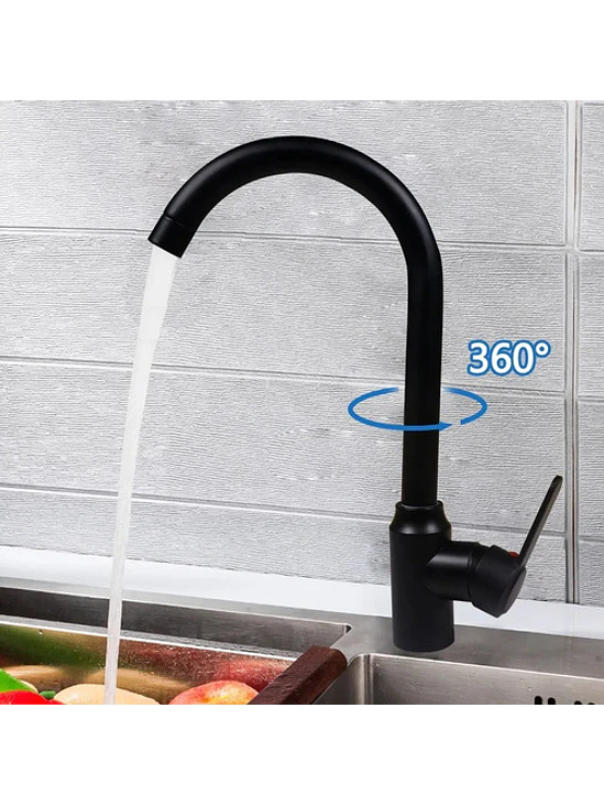 Llave Monomando Lavaplatos Acero Inoxidable Negro Mate 3