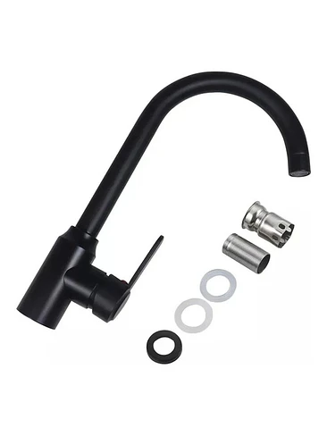 Llave Monomando Lavaplatos Acero Inoxidable Negro Mate 7