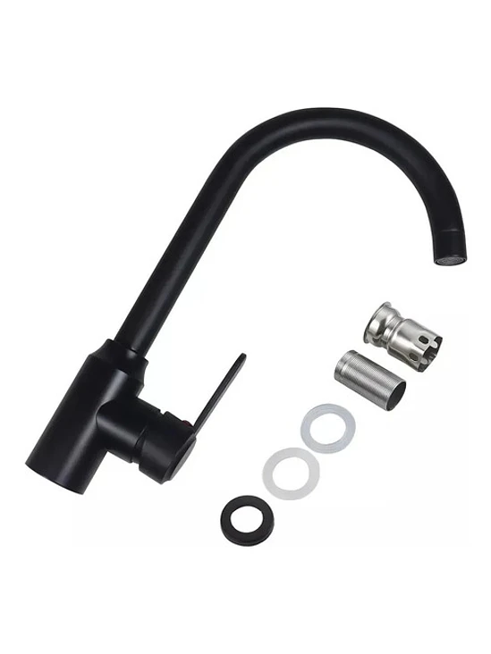 Llave Monomando Lavaplatos Acero Inoxidable Negro Mate 7