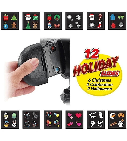 Proyector Luces Led Navidad Halloween Con 12 Tarjetas