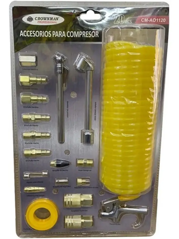 Accesorios Compresor 20 Piezas Pistola Aire Niple Enchufe 1