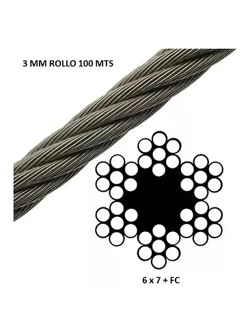 Piola O Cable De Acero 3mm Rollo 100 Mts Galvnz  2