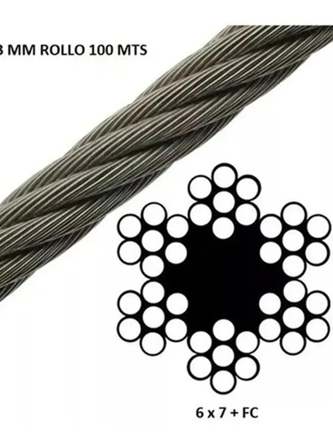 Piola O Cable De Acero 3mm Rollo 100 Mts Galvnz  2