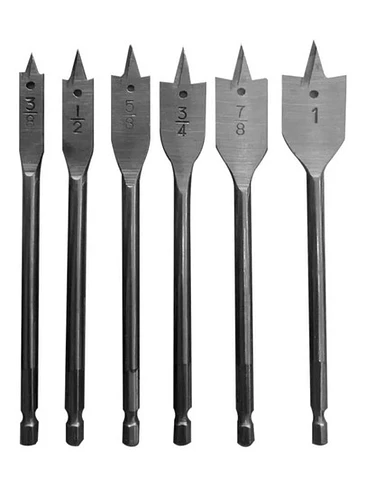 Broca Mecha Plana Madera 6pc 3/8 - 1/2 - 5/8 - 3/4 - 7/8 - 1 2