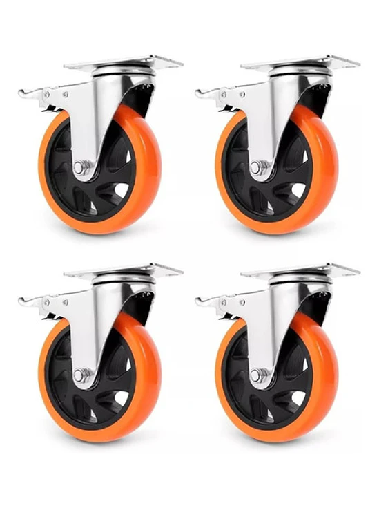 Pack 4 Ruedas Para Carro O Mueble 5 Pulgs. Soporta 600 Kg 1