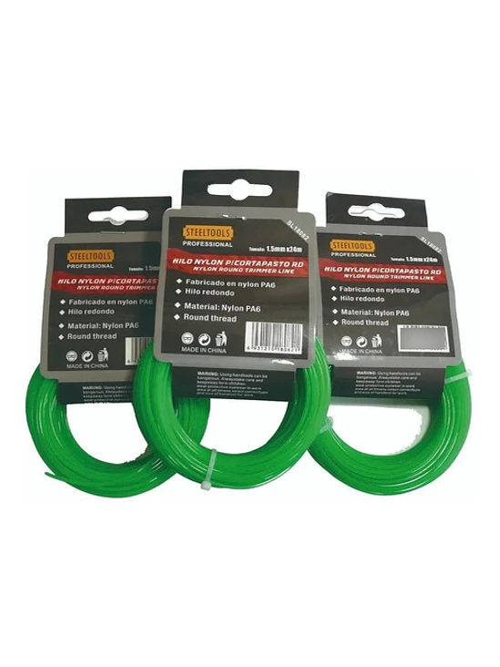 Pack 3 Nylon P/ Orilladora Rd Para Pasto 1.5mm X 24mts.  1