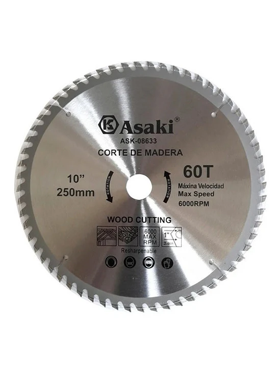 Discos Banco Sierra 10 Pulgadas X 60 Dientes Asaki. 1