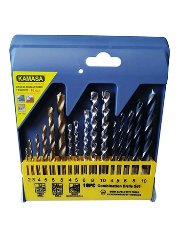 Juego / Set Brocas Para Metal Concreto Madera 16pcs Taladro 1