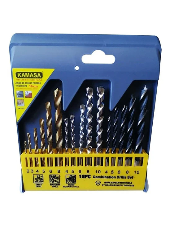 Juego / Set Brocas Para Metal Concreto Madera 16pcs Taladro 1
