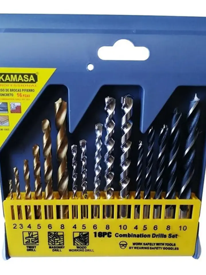 Juego / Set Brocas Para Metal Concreto Madera 16pcs Taladro 1