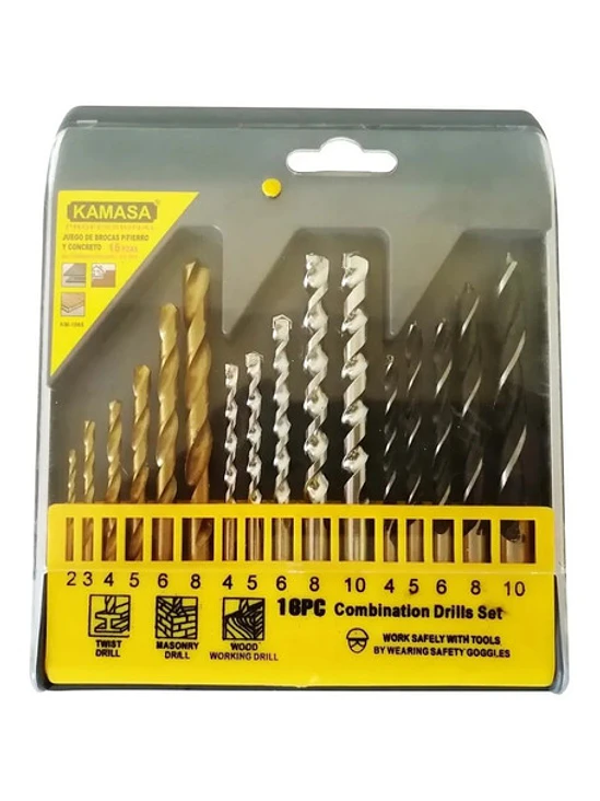 Juego / Set Brocas Para Metal Concreto Madera 16pcs Taladro 3