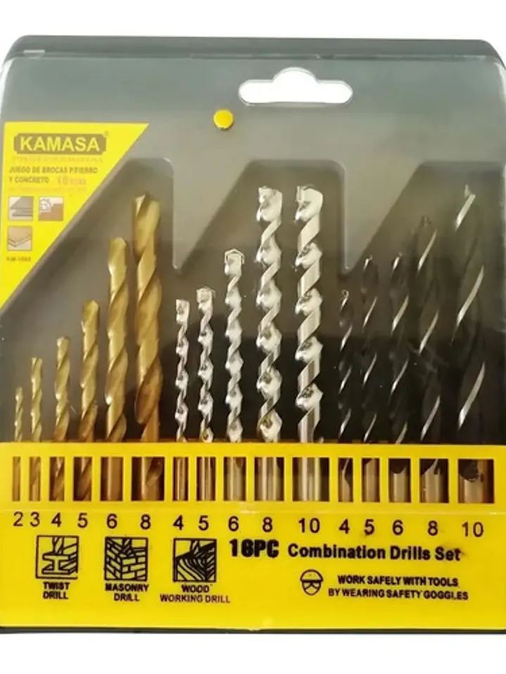 Juego / Set Brocas Para Metal Concreto Madera 16pcs Taladro 3