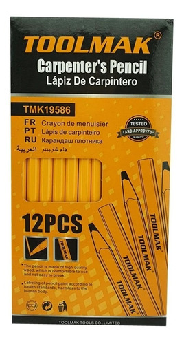 Lápiz Carpintero Madera Albañil 12 Piezas Toolmak